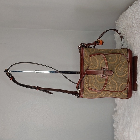 Dooney & Bourke Handbags - Dooney & Bourke Vintage Heart Monogram Logo Canvas & Leather Crossbody Bag